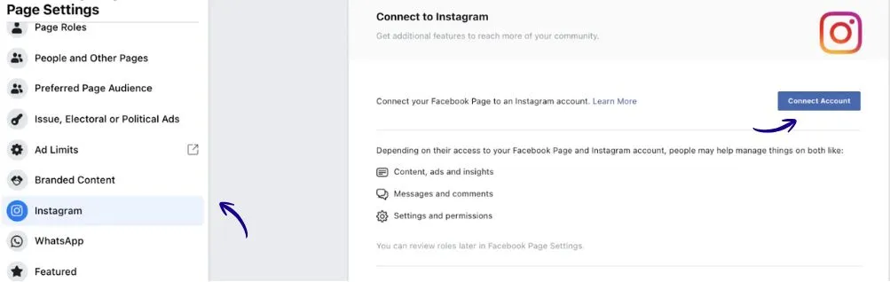 Select Instagram from the list and click Connect Account
